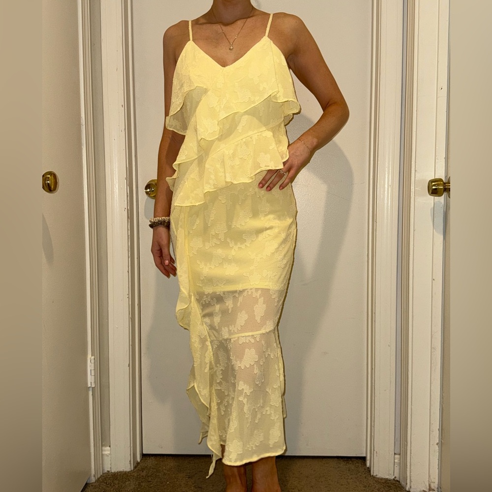 Yellow Ruffled Maxi/midi Dress